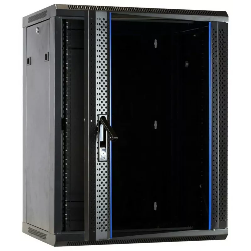 DSIT DS6615 armadio server da parete 15U con porta in vetro, 600x600x770 mm, nero