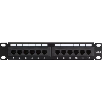 DSIT DS-10Patch6-12UTP patch panel 10 pollici 12 porte UTP CAT6, montaggio rack 1U, nero
