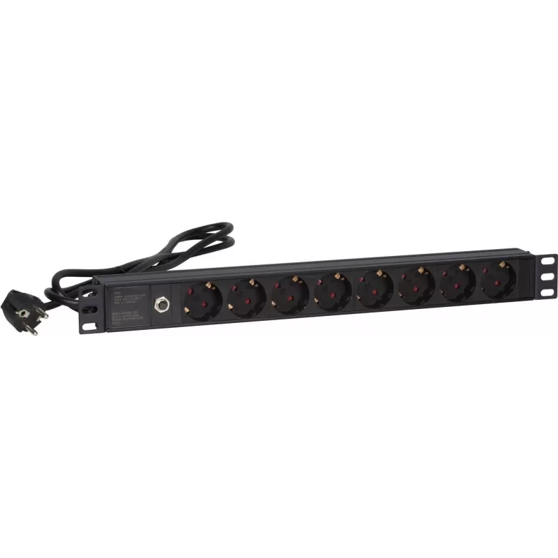 DSIT DS-8PDU-MO ciabatta multipresa 19 inch 8 vie con protezione da sovraccarico Master, cavo 0,48 m, nero