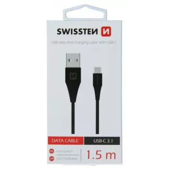 Swissten Cavo USB-A a USB-C 3.1 Gen 1 1,5 m nero