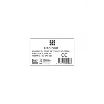 Cavo di rete DSIT CAT 6a LSOH - S/FTP - 5 metri - rosa - patch cable