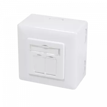 Presa a parete DSIT Cat.6/Class E schermata, doppio RJ45, bianco (DC-Wall-Out-STP6-W)