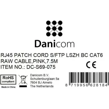 DSIT cavo di rete CAT 6 LSOH - S/FTP - 7,5 m - Rosa