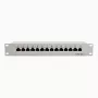 DSIT patch panel 10 pollici 12 porte Cat5e STP – montaggio rack 1U, schermato RJ45, Nero