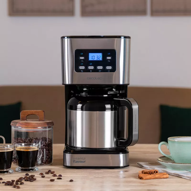 Cecotec Coffee 66 Drop & Thermo Time macchina per caffè filtro, caraffa termica 1,2 l, 950 W, Acciaio inox/Nero