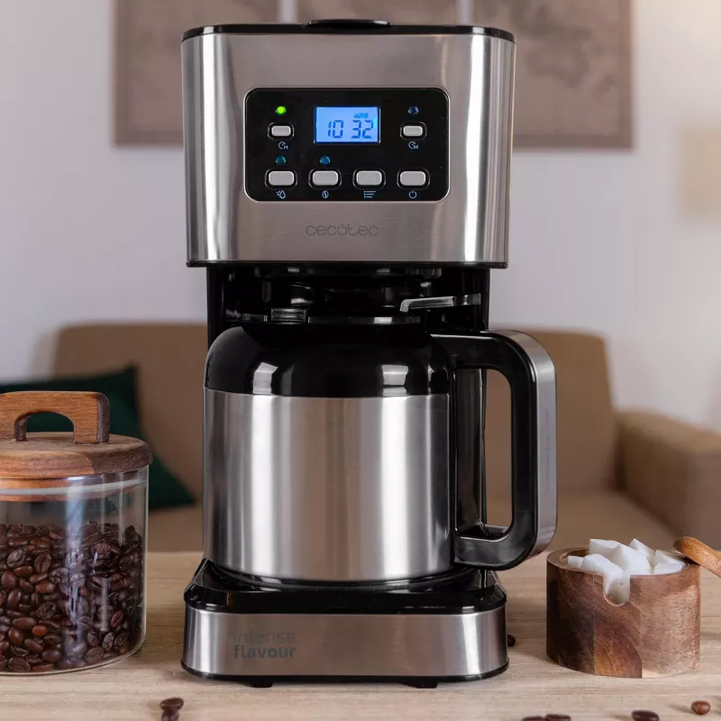 Cecotec Coffee 66 Drop & Thermo Time macchina per caffè filtro, caraffa termica 1,2 l, 950 W, Acciaio inox/Nero