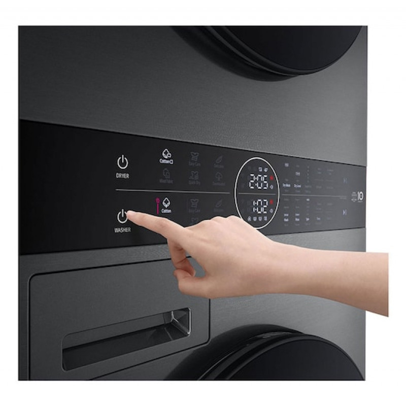 LG ELECTRONICS WashTower WT1210BBF (WiFi) 12kg/10kg lavatrice-asciugatrice combinata con AI DD™, Steam+ e ezDispense™ - Black Steel