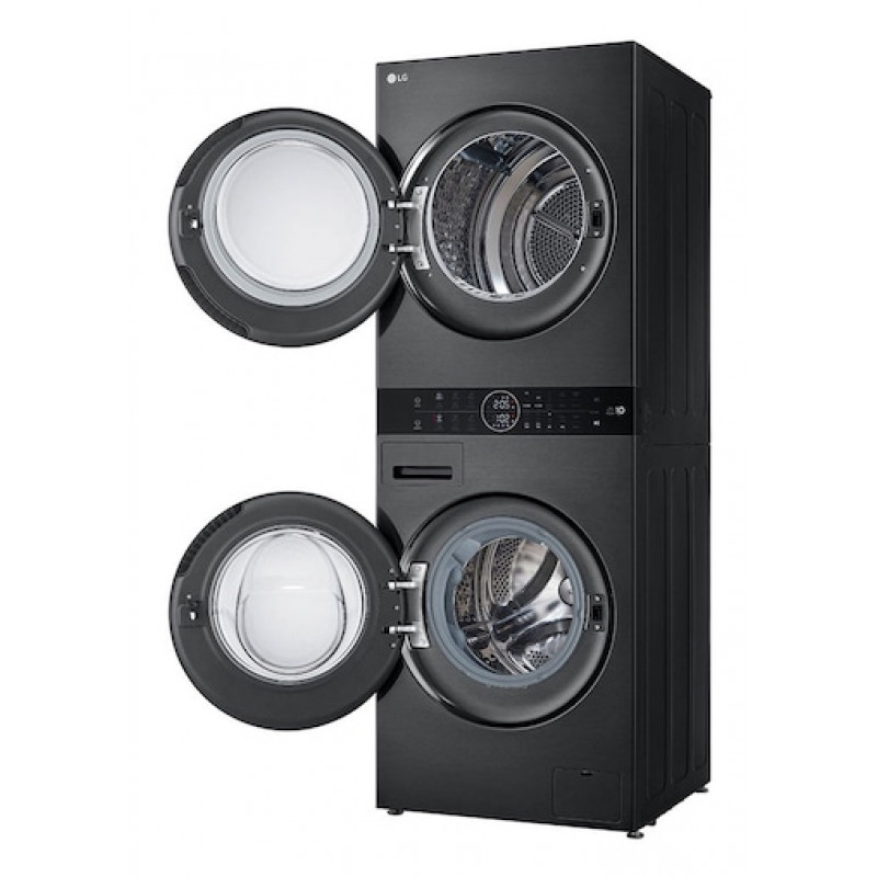 LG ELECTRONICS WashTower WT1210BBF (WiFi) 12kg/10kg lavatrice-asciugatrice combinata con AI DD™, Steam+ e ezDispense™ - Black Steel