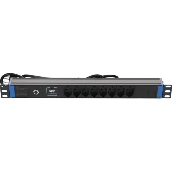 DSIT DS-8PDU-CH-SPO ciabatta 8 prese svizzere con protezione da sovratensione e sovraccarico, cavo 1,8 m, nero