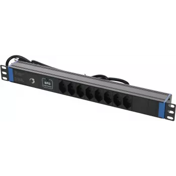 DSIT DS-8PDU-CH-SPO ciabatta 8 prese svizzere con protezione da sovratensione e sovraccarico, cavo 1,8 m, nero