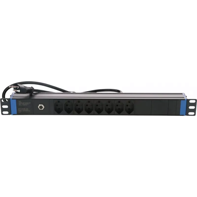 DSIT DS-8PDU-CH-SPO ciabatta 8 prese svizzere con protezione da sovratensione e sovraccarico, cavo 1,8 m, nero