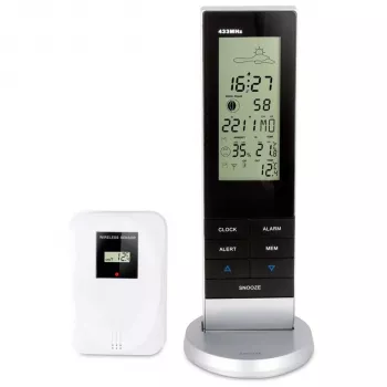 Alecto WS-1150 Stazione meteo wireless con sensore esterno, Nero/Argento
