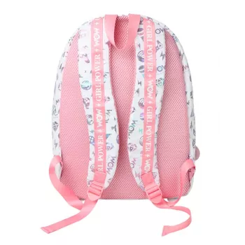 KIDS Wow Holo Holographic Zaino scuola ragazza grande A4 Rosa con pompon - Wow00022
