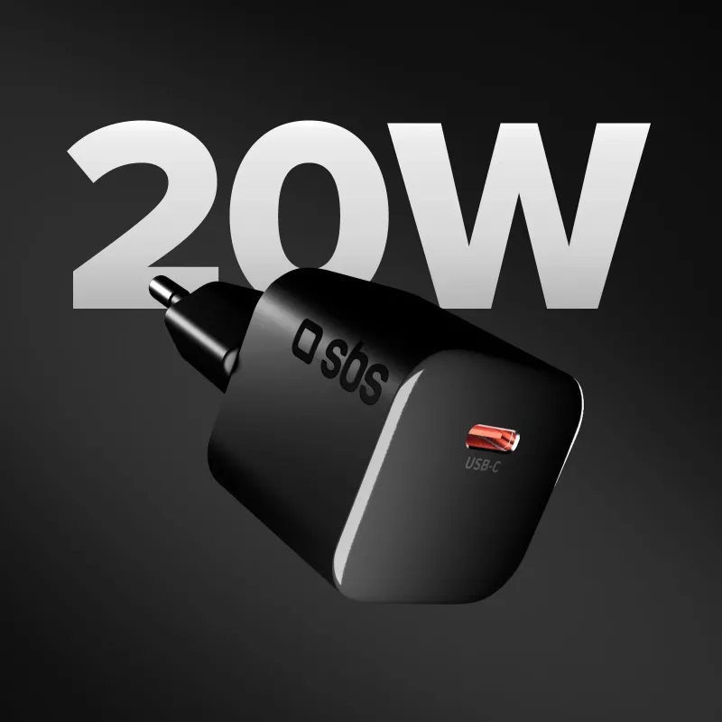 SBS caricabatterie da parete USB-C PD 20W nero