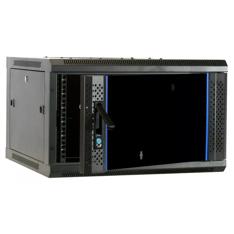 DSIT armadio rack server 6U da parete con porta in vetro, 600 x 600 x 368 mm, nero