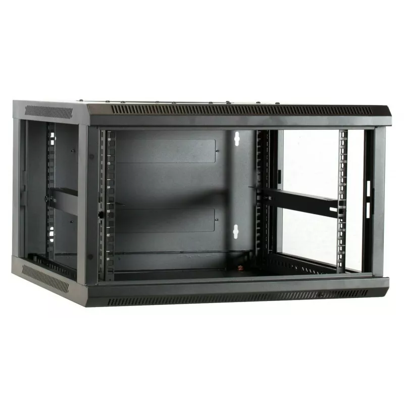 DSIT armadio rack server 6U da parete con porta in vetro, 600 x 600 x 368 mm, nero