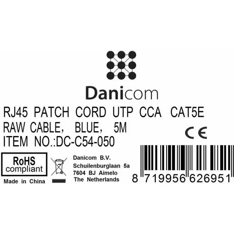 Cavo patch di rete DSIT CAT 5e U/UTP, 5 m, blu, CCA, RJ45 (DC-C54-050)
