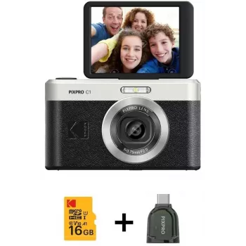 Fotocamera digitale compatta KODAK PixPro C1 nera con scheda SDHC da 16GB