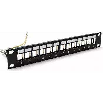 DSIT DS10-Patch-12STP Patch panel keystone STP 10 pollici, 12 porte, schermato, 1U, nero