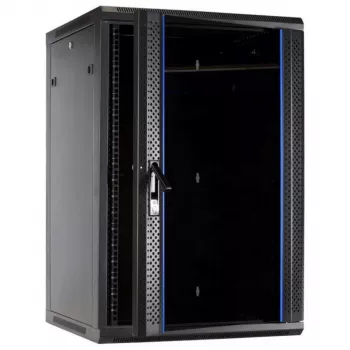 DSIT Armadio server a parete 27U con porta in vetro, 600x600x1300 mm, nero