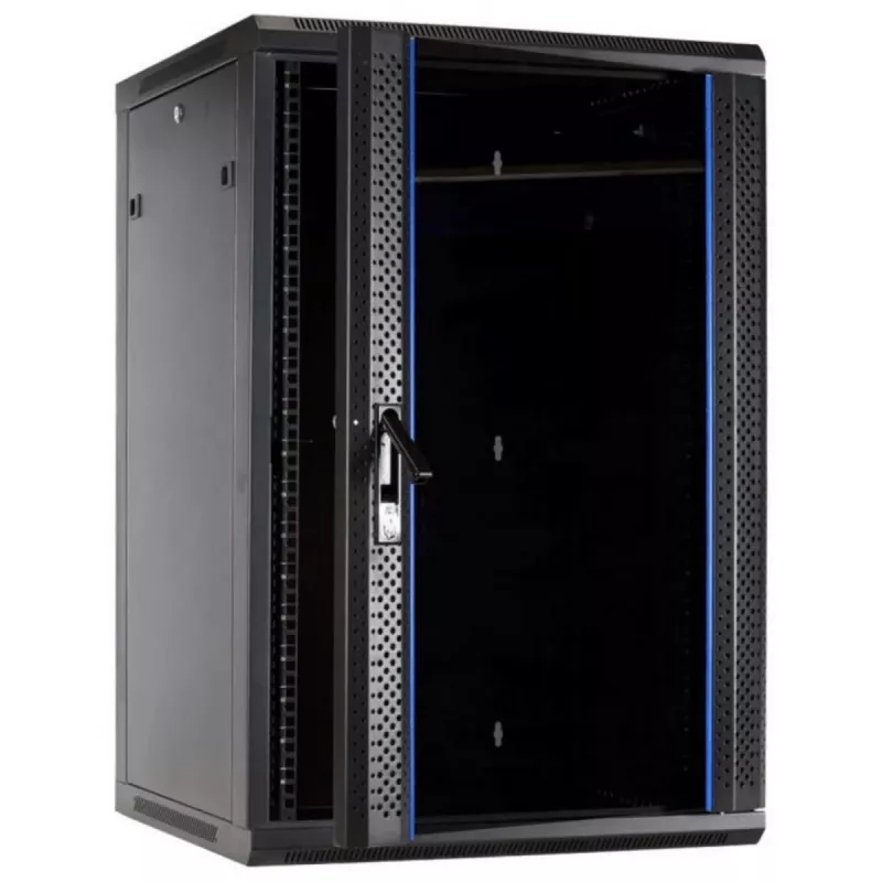 DSIT Armadio server a parete 27U con porta in vetro, 600x600x1300 mm, nero