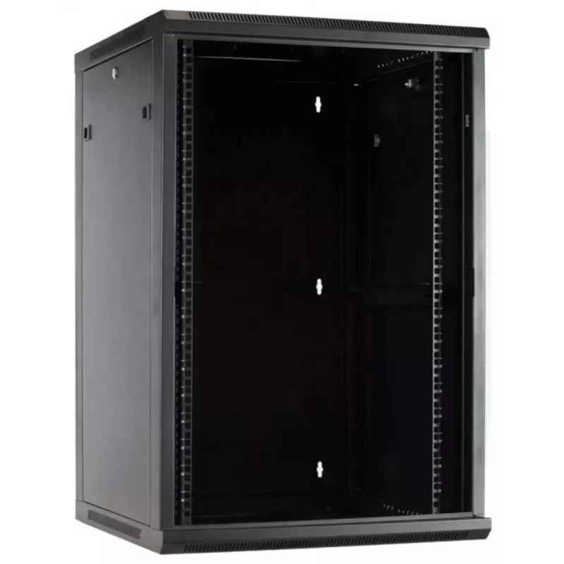 DSIT Armadio server a parete 27U con porta in vetro, 600x600x1300 mm, nero