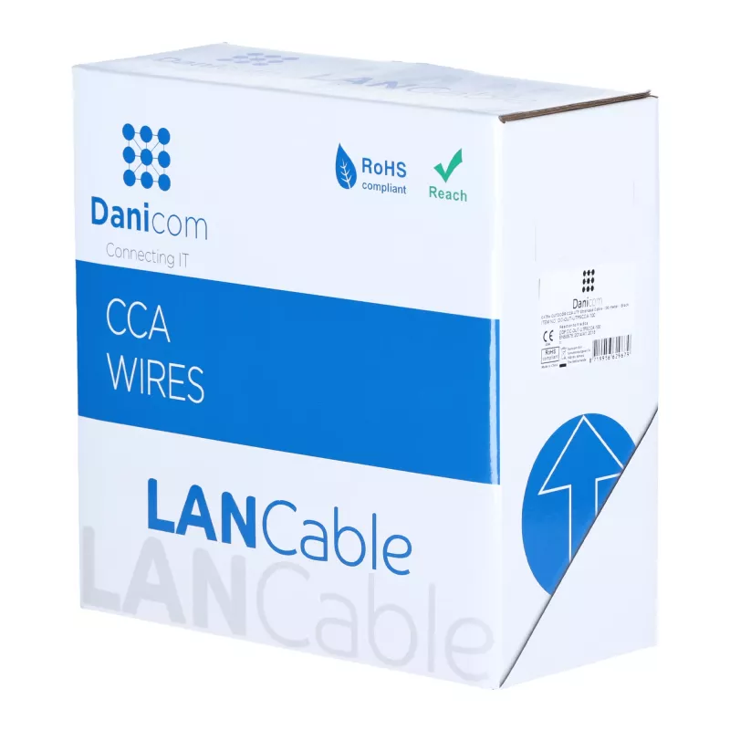 DSIT CAT5e cavo esterno cavo di rete U/UTP AWG 26/1 flessibile 100m nero