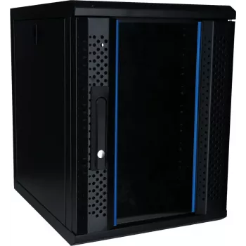 DSIT Rack server da parete 9U 10 pollici con porta in vetro, 370x450x486 mm, nero
