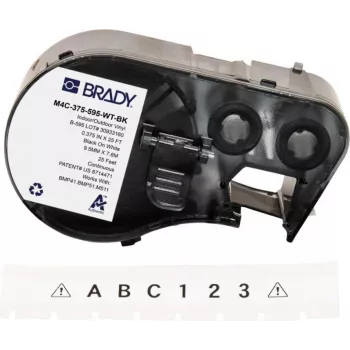 BRADY BMP41/BMP51/BMP53/M511 cartuccia etichette, guaina termorestringente PermaSleeve in poliolefina, 38,1 mm x 2,44 m, bianco con stampa nera, rapporto di restringimento 3:1, B-427