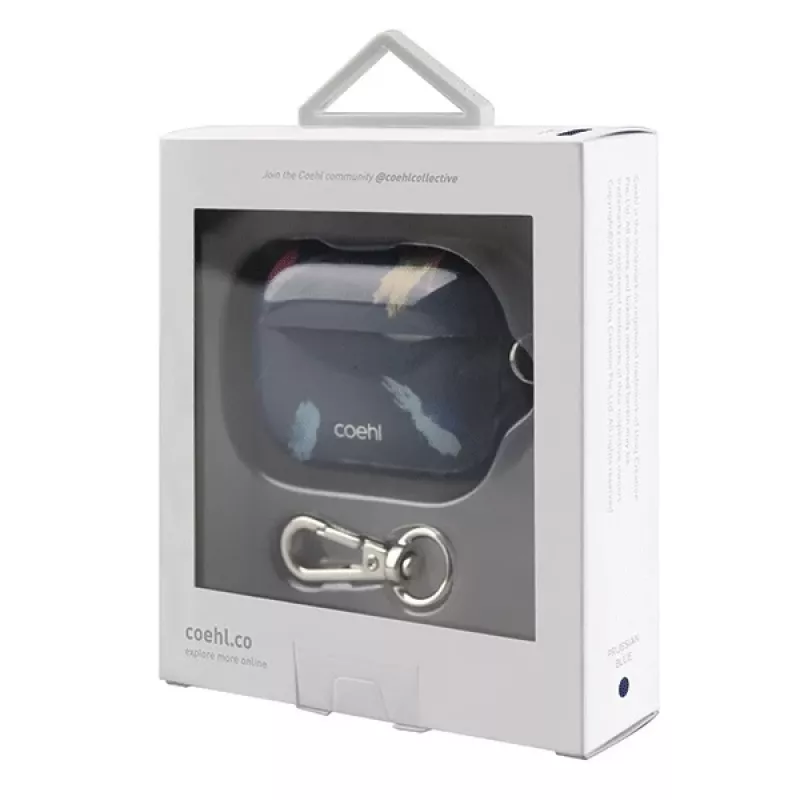 UNIQ Coehl Reverie custodia AirPods Pro - blu prussiano custodia protettiva floreale