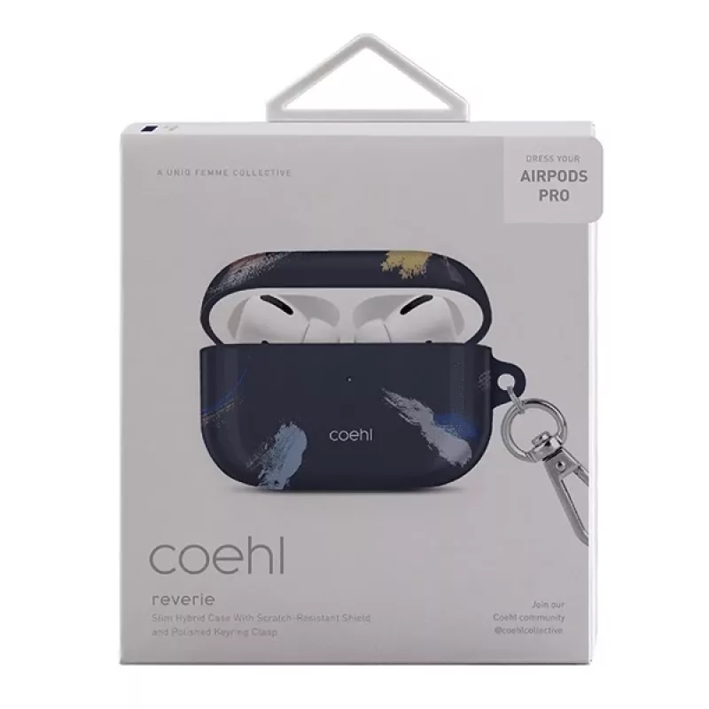 UNIQ Coehl Reverie custodia AirPods Pro - blu prussiano custodia protettiva floreale