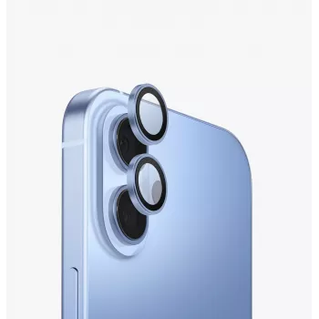 Protezione in alluminio per obiettivo fotocamera UNIQ Optix con applicatore per Apple iPhone 17, Blu