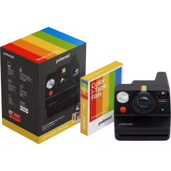 Polaroid Everything Box Now+ Gen 3 nero set fotocamera istantanea con 2x Color 600 pellicola doppio pacchetto