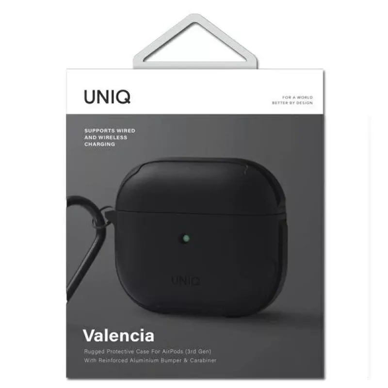 UNIQ Valencia custodia antimicrobica per Apple AirPods 3ª generazione - nero mezzanotte