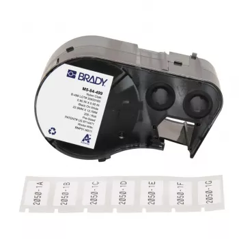 BRADY BMP51/BMP53/M511 Set di etichette in vinile autolaminante, 25,4 mm x 6,4 m, bianco/trasparente, B-499