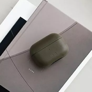 UNIQ Terra Custodia in vera pelle per Apple AirPods Pro – verde oliva