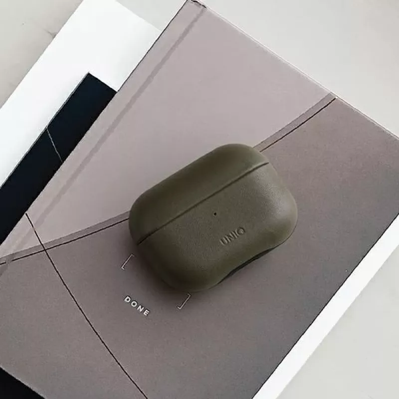 UNIQ Terra Custodia in vera pelle per Apple AirPods Pro – verde oliva