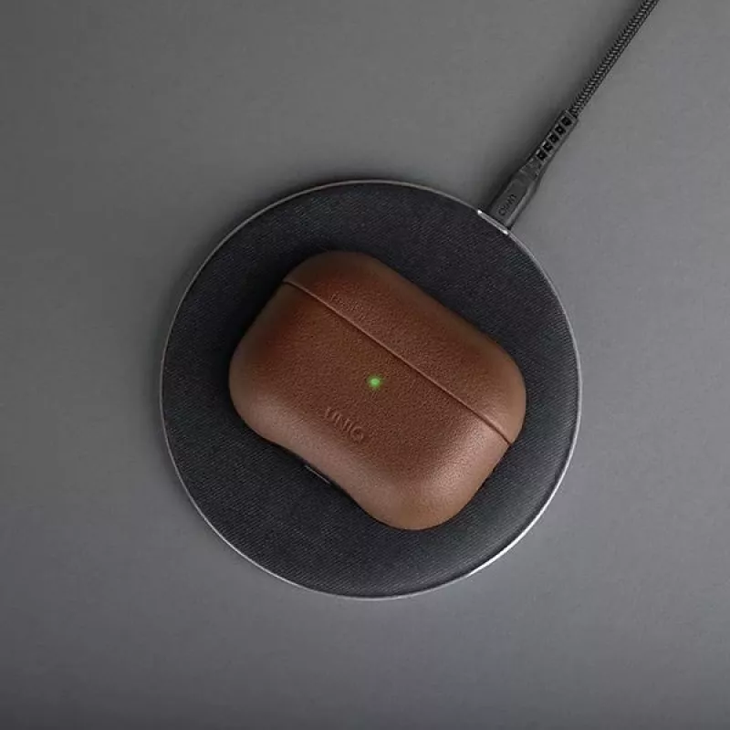 UNIQ Terra Custodia in vera pelle per Apple AirPods Pro – verde oliva