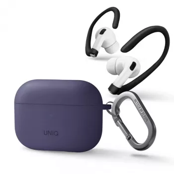 UNIQ Nexo Custodia in silicone con ganci per orecchie per Apple AirPods Pro 2ª generazione (2022/2023) - viola fico