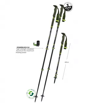 Komperdell Carbon Pro Zero bastoncini da trekking telescopici, fusto in carbonio con parte inferiore in titanal, Powerlock 3.0, impugnatura Trek Pro 280 Foam, rondelle Vario