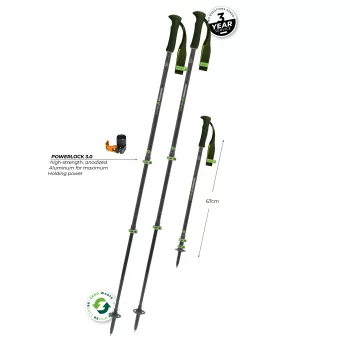 Komperdell Carbon EVO Zero bastoncini da trekking telescopici, fusto in carbonio con parte inferiore in titanal, Powerlock 3.0, impugnatura Trek Foam 150, rondelle Vario