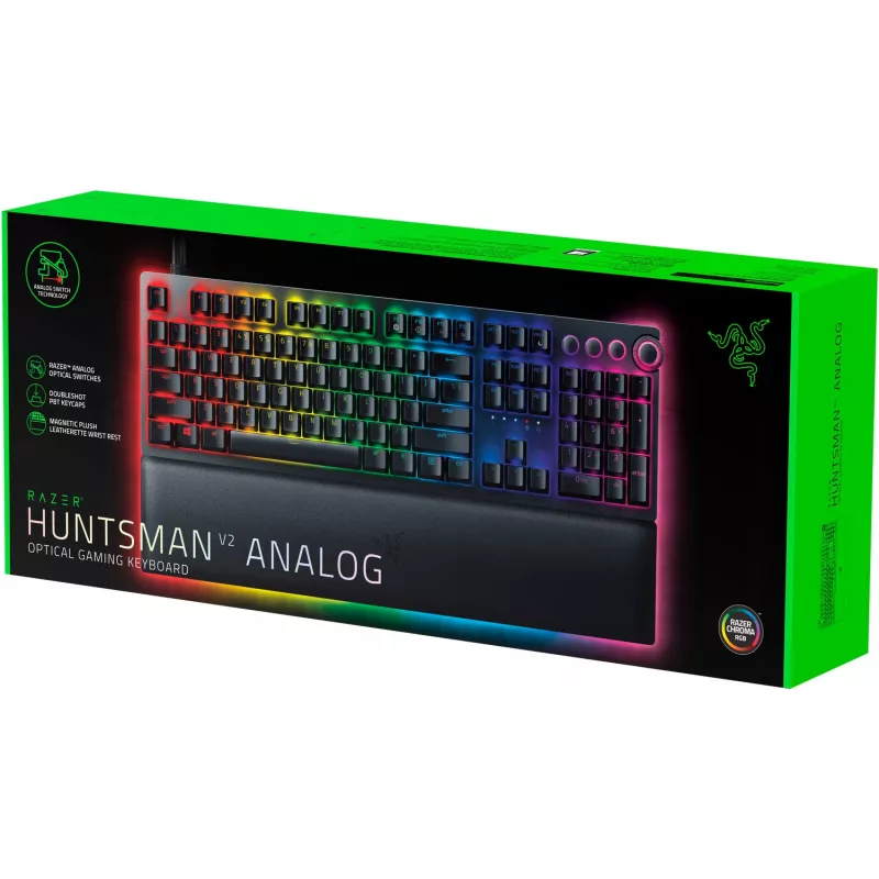 Razer Huntsman V2 tastiera da gaming cablata, switch Analog Optical, layout US, RGB, nera (RZ03-03610100-R3M1)