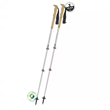 Komperdell Explorer Zero Cork bastoncini da trekking telescopici, 3 sezioni alluminio 7075-T6, Powerlock 3.0, impugnatura in sughero, rondella Vario