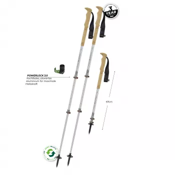 Komperdell Explorer Zero Cork bastoncini da trekking telescopici, 3 sezioni alluminio 7075-T6, Powerlock 3.0, impugnatura in sughero, rondella Vario