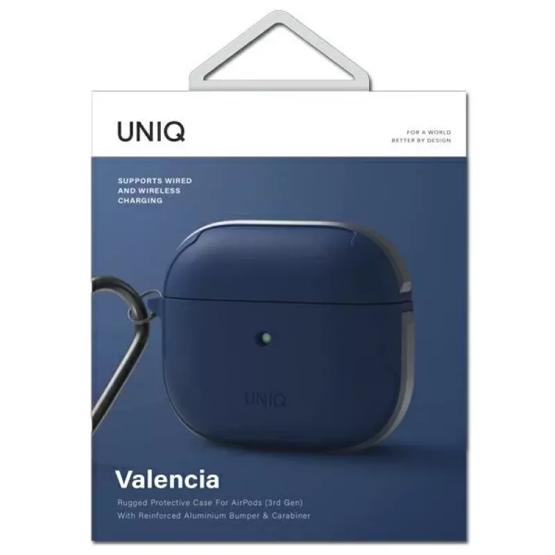Custodia antibatterica UNIQ Valencia per AirPods 3ª generazione blu