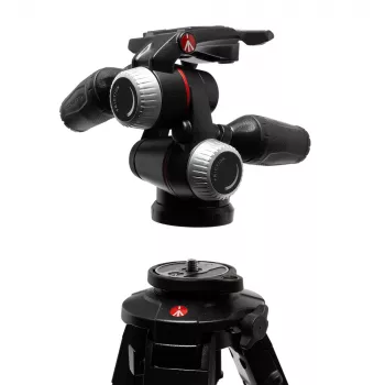 Manfrotto MHXPRO-3WX testa a 3 vie con leve retrattili, alluminio, portata 8 kg, piastra a sgancio rapido 200PL-14, nero