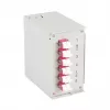 EFB scatola di distribuzione in fibra ottica per guida DIN OM4, 12x pigtail LC, 6x adattatore LC duplex, grigio chiaro