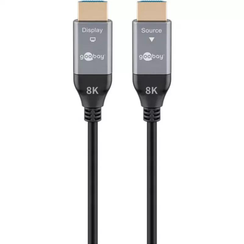 GOOBAY cavo HDMI Optical Hybrid Ultra High-Speed (AOC) 8K / 60Hz - 20m, 48 Gbit/s, nero/grigio