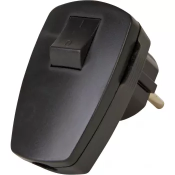 Kopp spina di sicurezza in plastica con interruttore a bilanciere, nero, 16 A, 250 V, 3 x 1,5 mm²