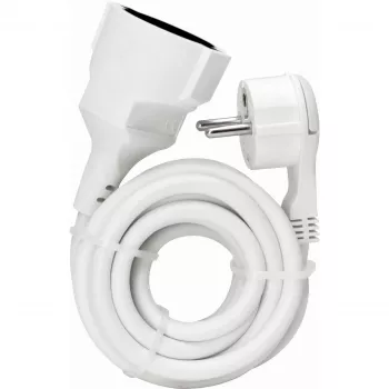 KOPP ELEKTROTECHNIK prolunga con spina piatta angolare, Schuko su Schuko, bianco, 3 m